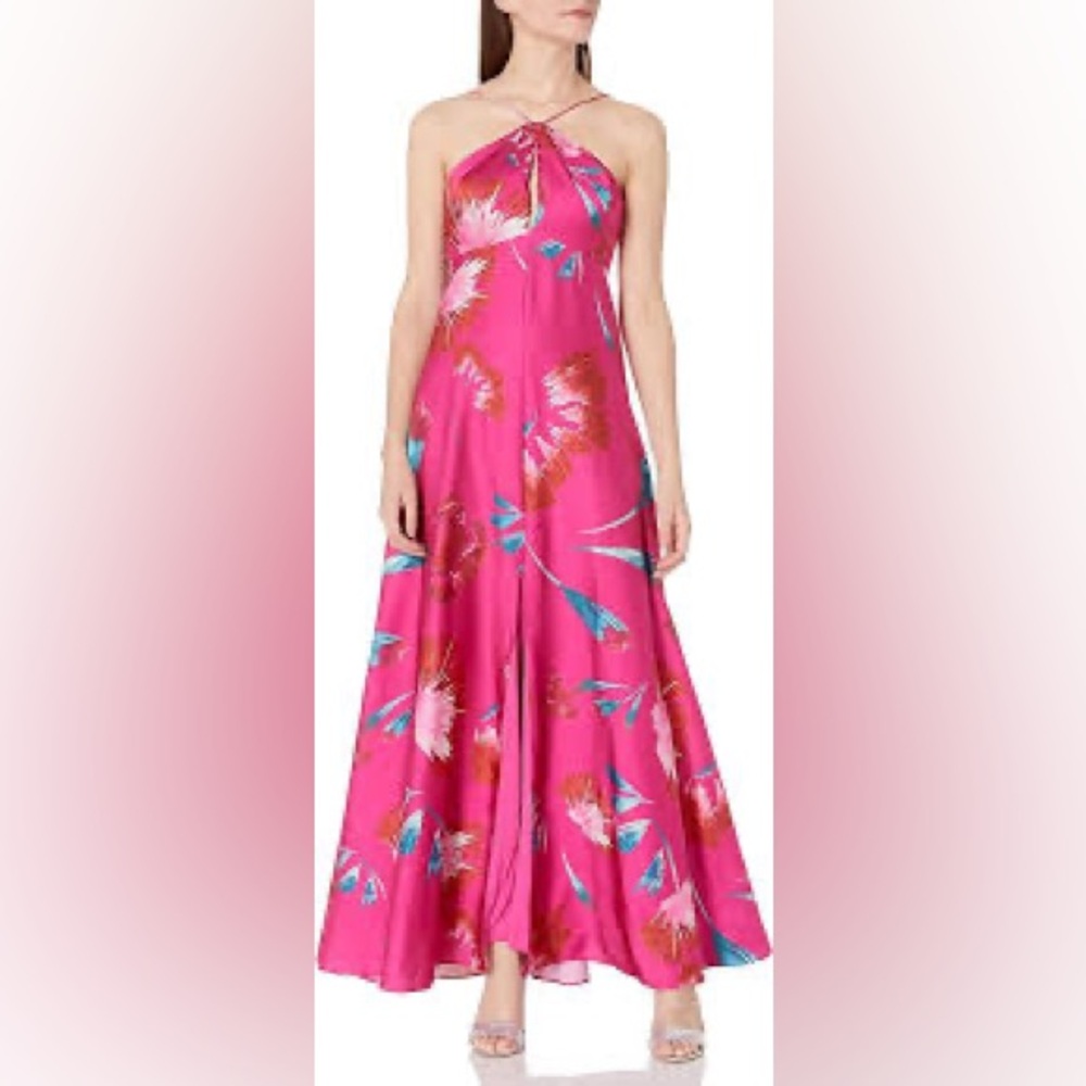 Aidan Mattox Pink Floral Maxi Dress